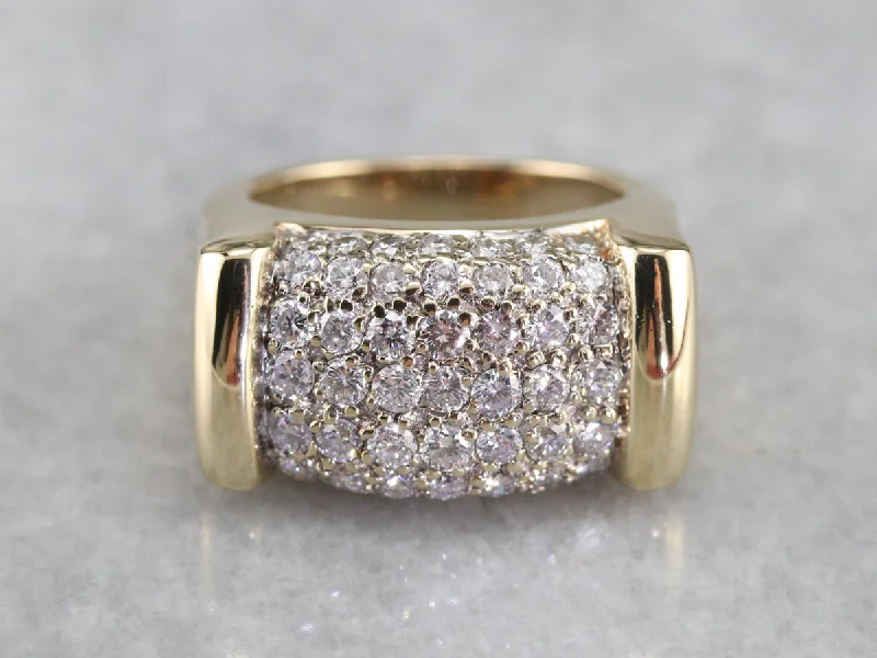 Women’s sapphire engagement ring-Diamond Encrusted Gold Statement Band