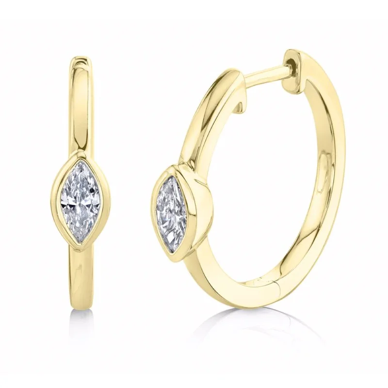 Women’s celestial earrings-Marquis Diamond Hoops