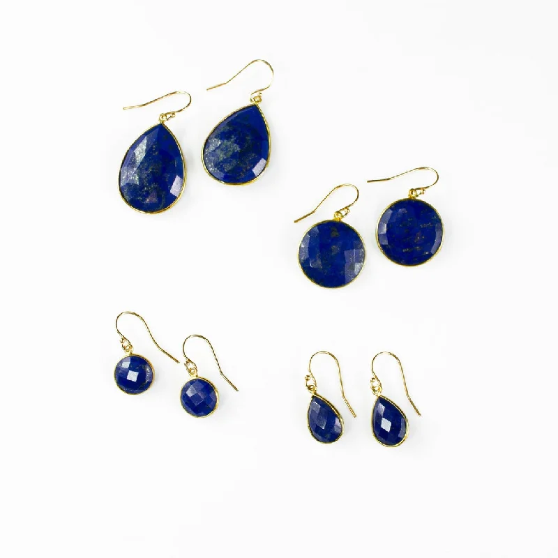 Women’s pendant earrings-Natural Lapis Lazuli Earrings : September Birthstone Jewelry