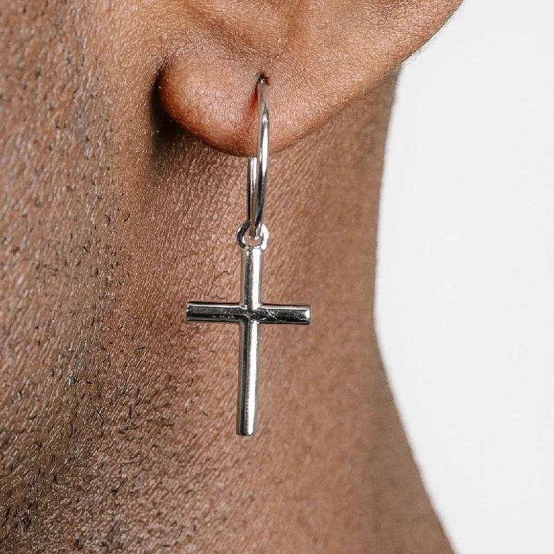 Women’s hoop and stud earrings-Silver Cross Earrings