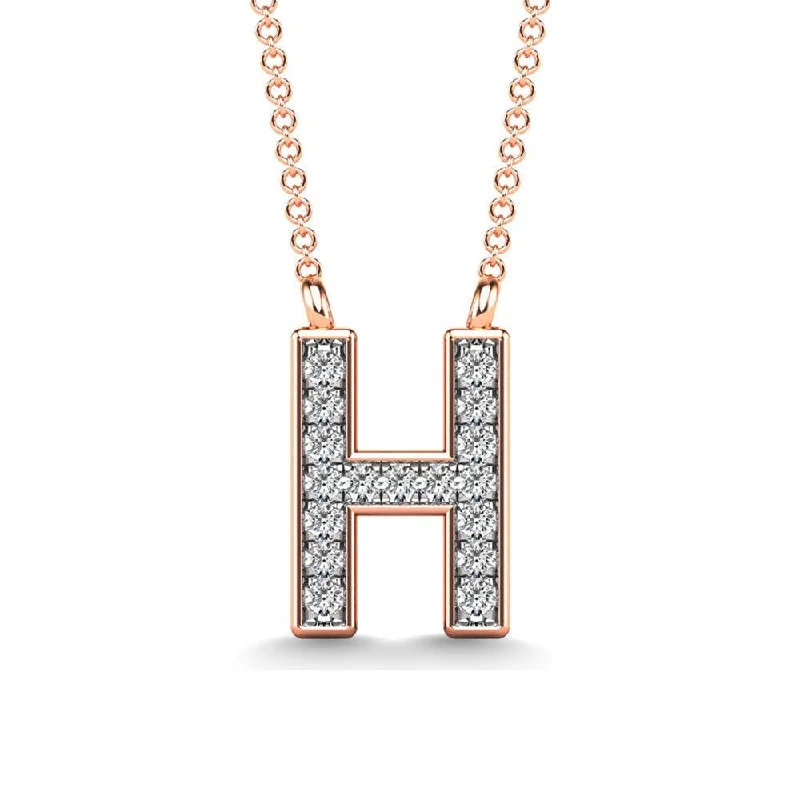 Women’s rose gold necklace-Diamond 1/20 Ct.Tw. Letter H Pendant in 10K Rose Gold