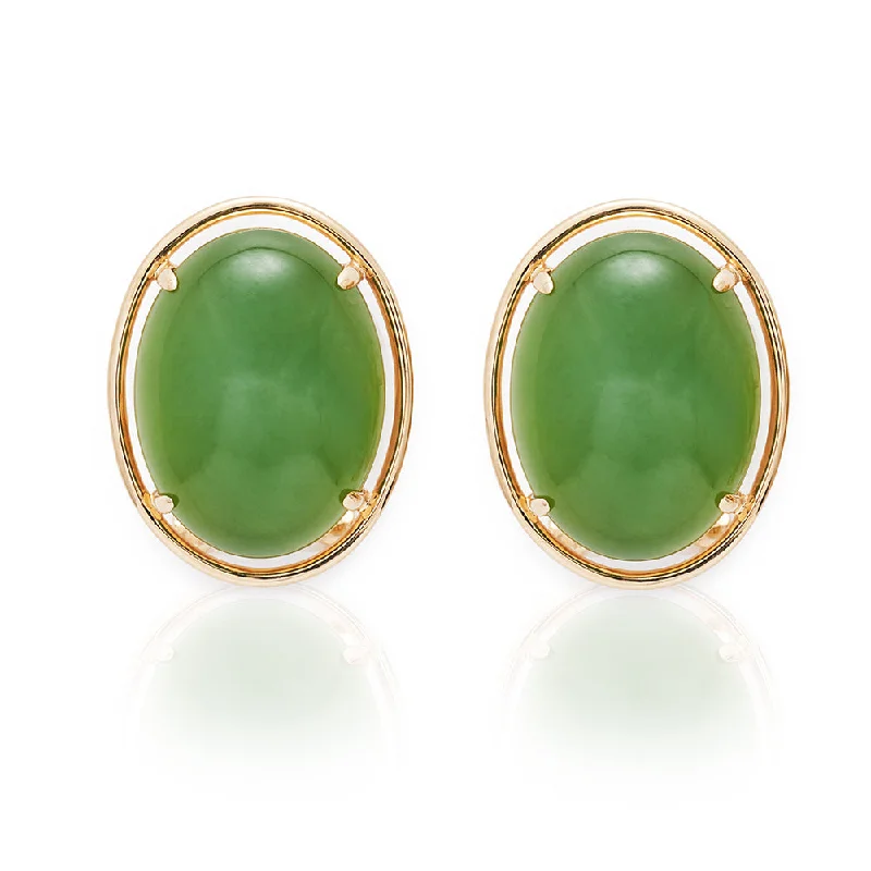 Women’s heart earrings-Peninsula Earrings in Green Nephrite Jade