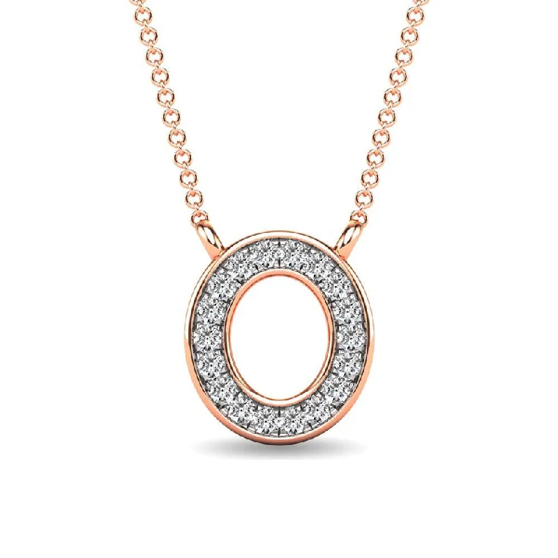 Women’s engraved necklace-Diamond 1/20 Ct.Tw. Letter O Pendant in 10K Rose Gold