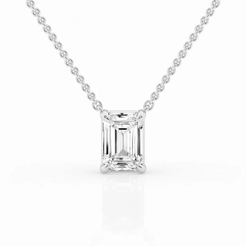 Women’s personalized necklace-2.00 ct Solitaire Pendant with Emerald Lab Diamond by Mercury Rings