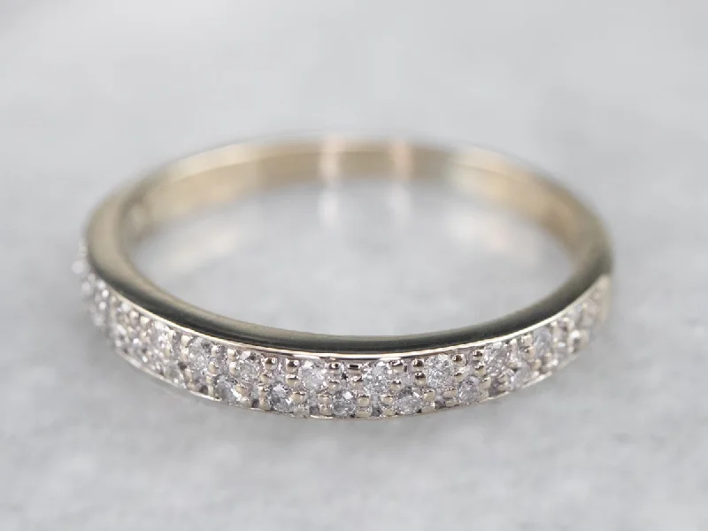 Women’s art deco engagement ring-Double Row Diamond Band