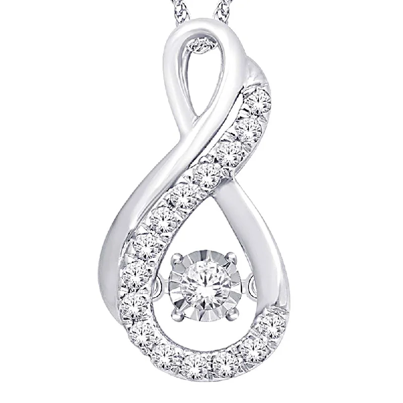 Women’s long necklace-10K White Gold 1/5 Ct.Tw.Moving Diamond Fashion Pendant