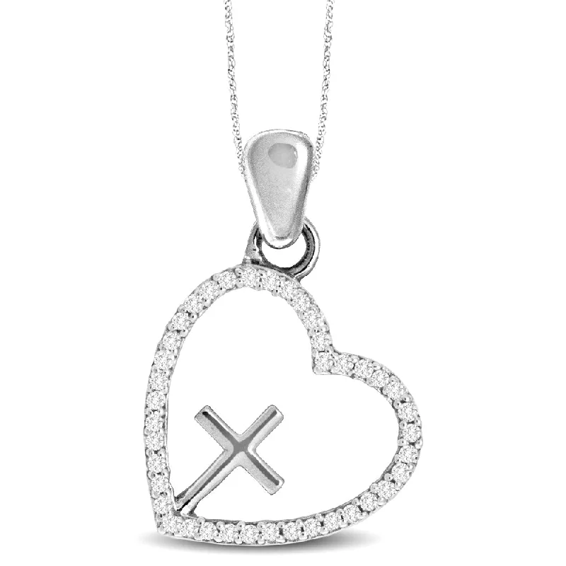 Women’s adjustable necklace-10K White Gold 1/8 Ct.Tw. Diamond Fashion Pendant