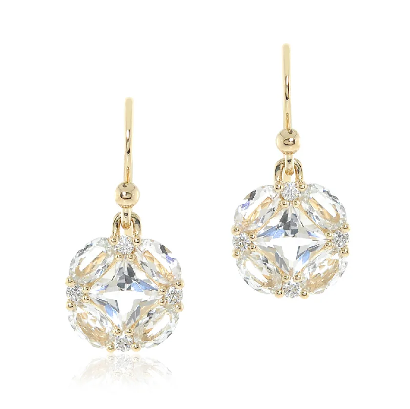 Women’s gemstone earrings-Quadrille Drop Earrings in White Topaz & Diamonds