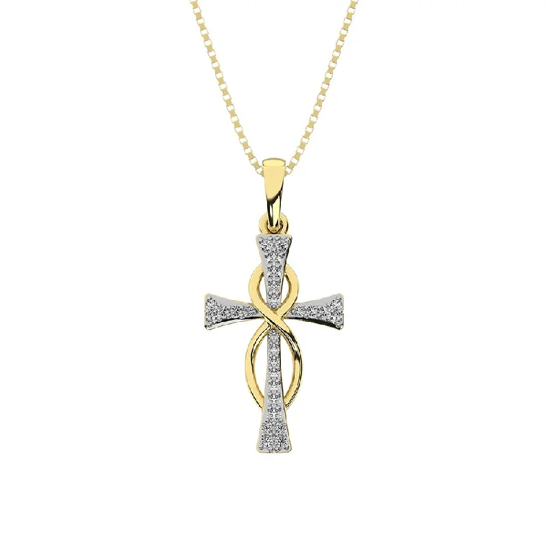 Women’s large pendant necklace-10K Yellow Gold 1/10 Ct.Tw. Diamond Cross Pendant