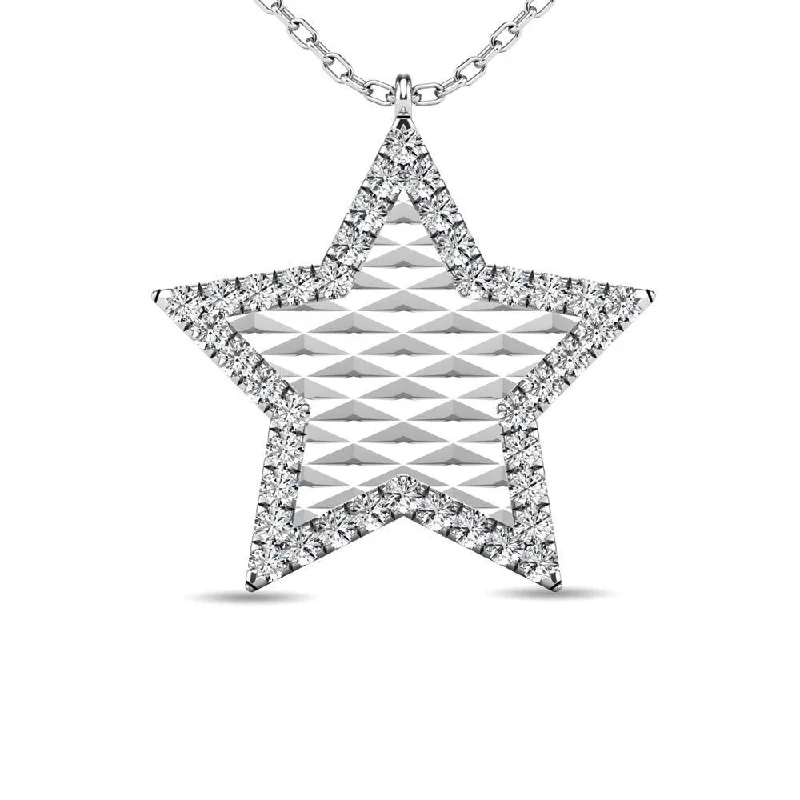 Women’s handcrafted necklace-Diamond 1/10 ct tw Texture Pendant in 10K White Gold