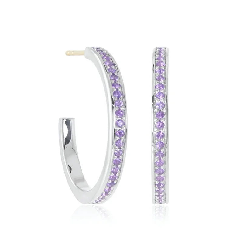 Women’s moonstone earrings-Gigi Hoop Earrings in Amethyst