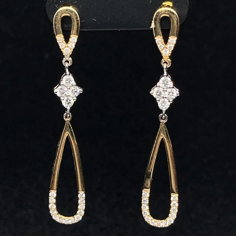 Women’s hoop earrings with diamonds-Diamond XOXO Hugs & Kisses Dangle Earrings in 18k Yellow Gold - (#15-HEDIA002101)