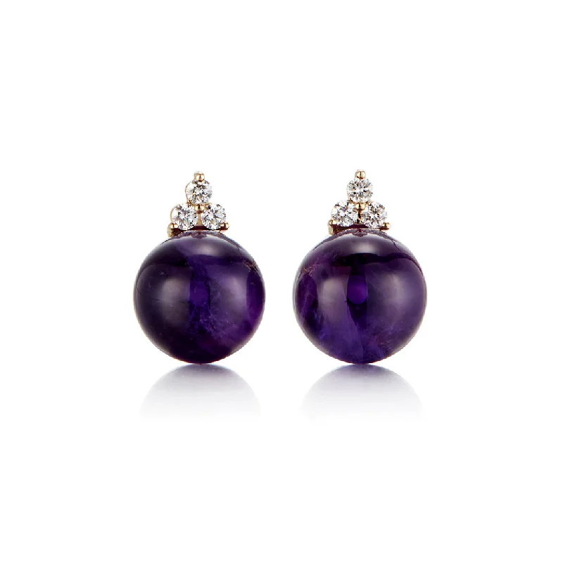 Women’s dazzling earrings-Madison Earrings in Amethyst & Diamonds