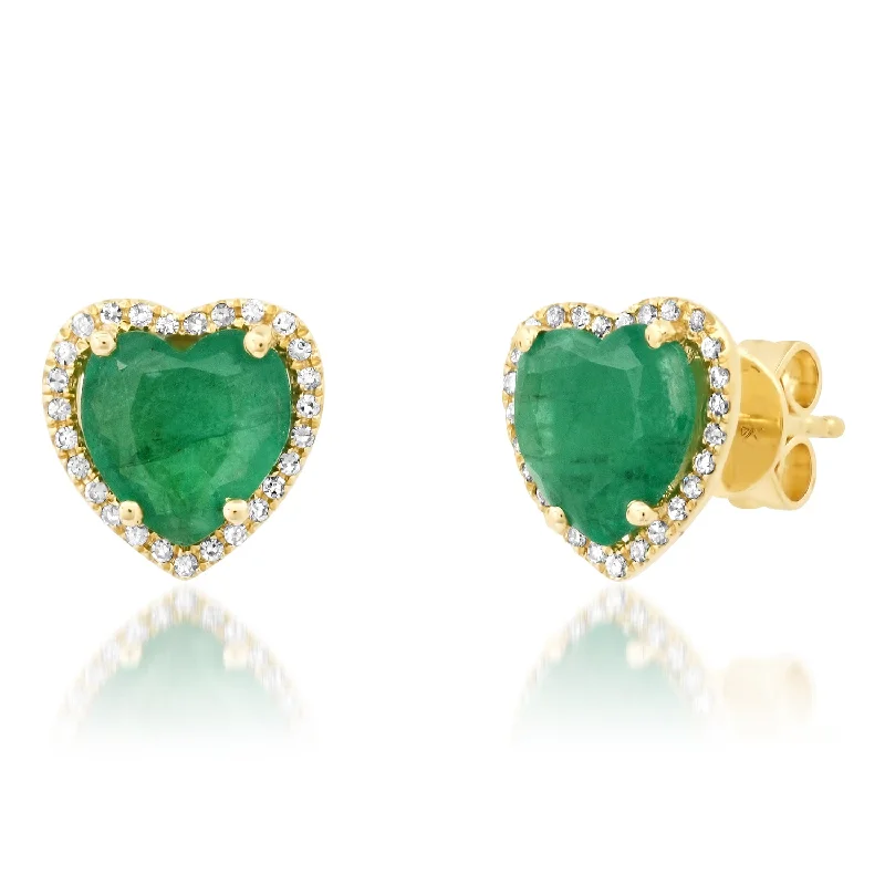 Women’s sterling silver earrings-Emerald Studs