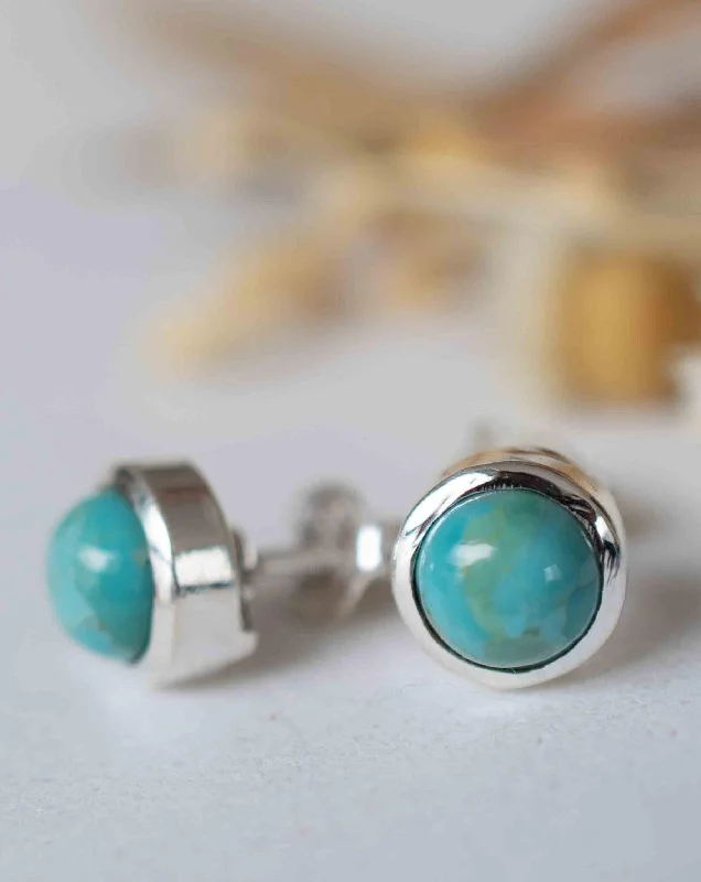 Women’s pearl stud earrings-Delicate Earrings ~ Turquoise ~ Sterling Silver 925 ~ ME064