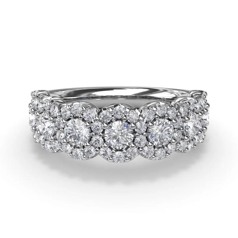 Women’s round diamond engagement ring-Floral Round Diamond Band R4916