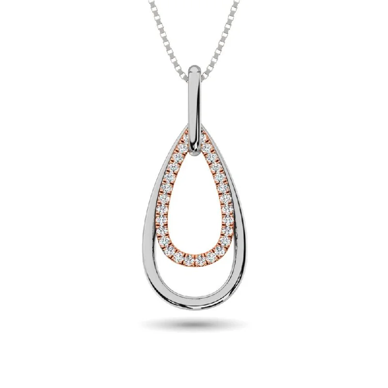 Women’s simple pearl necklace-Diamond 1/8 ct tw Fashion Pendant in 10K White and Rose Gold