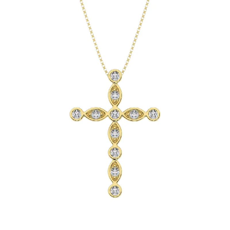 Women’s gemstone chain necklace-10K Yellow Gold 1/6 Ct.Tw. Diamond Cross Pendant