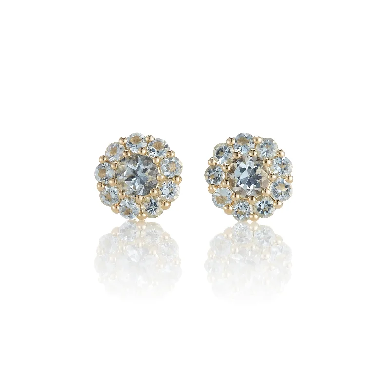 Women’s drop earrings-Floret Earrings in Aquamarine