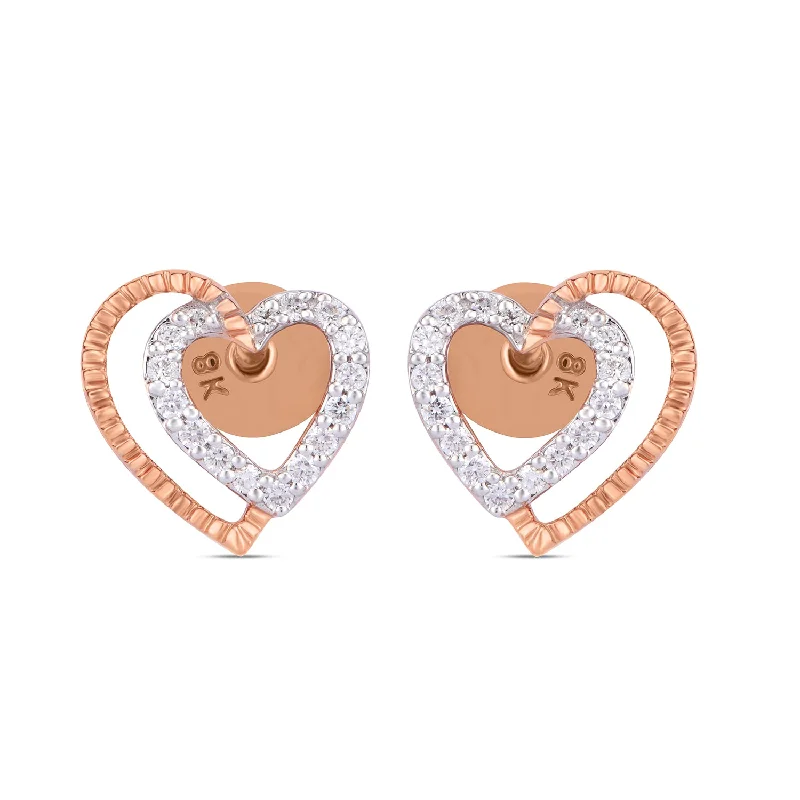 Women’s pearl hoop earrings-Heart in Heart diamond Earrings