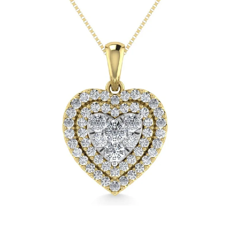 Women’s gemstone chain necklace-Diamond 3/4 Ct.Tw. Heart Pendant in 14K Yellow Gold