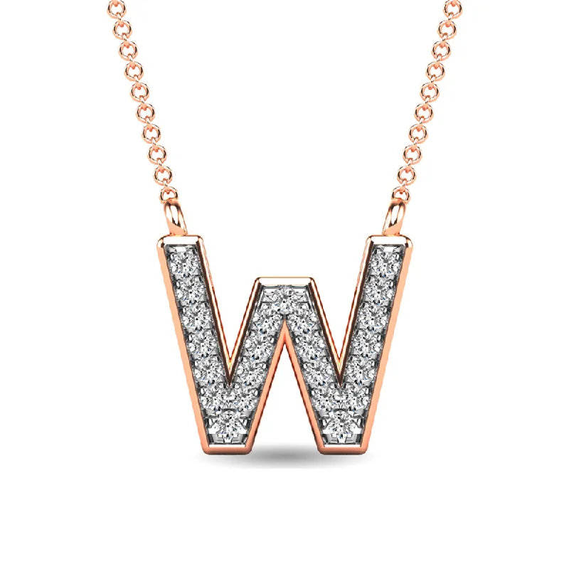 Women’s chain necklace-Diamond 1/20 Ct.Tw. Letter W Pendant in 10K Rose Gold""