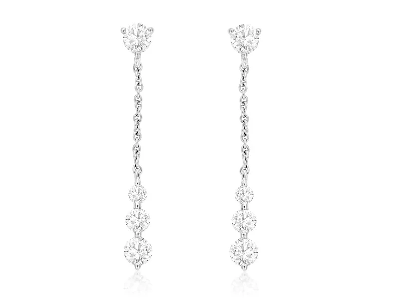 Women’s diamond earrings-14K White Dangle Earrings