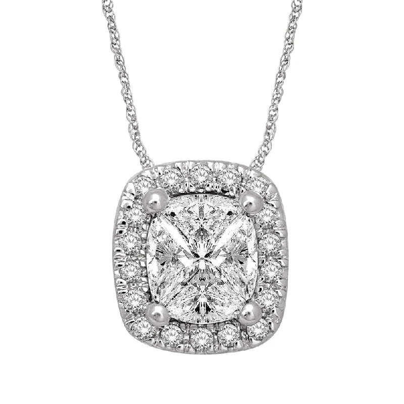 Women’s gemstone chain necklace-14K White Gold 1/3 Ct.Tw.Diamond Fashion Pendant