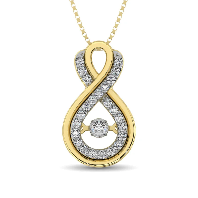 Women’s emerald necklace-14K Yellow Gold 1/5 Ctw Diamond Infinity Pendant