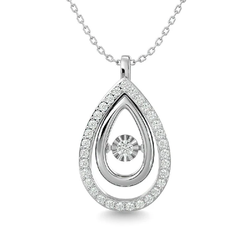 Women’s layered gold necklace-Diamond 1/4 Ct.Tw. Pear Shape Pendant in 14K White Gold