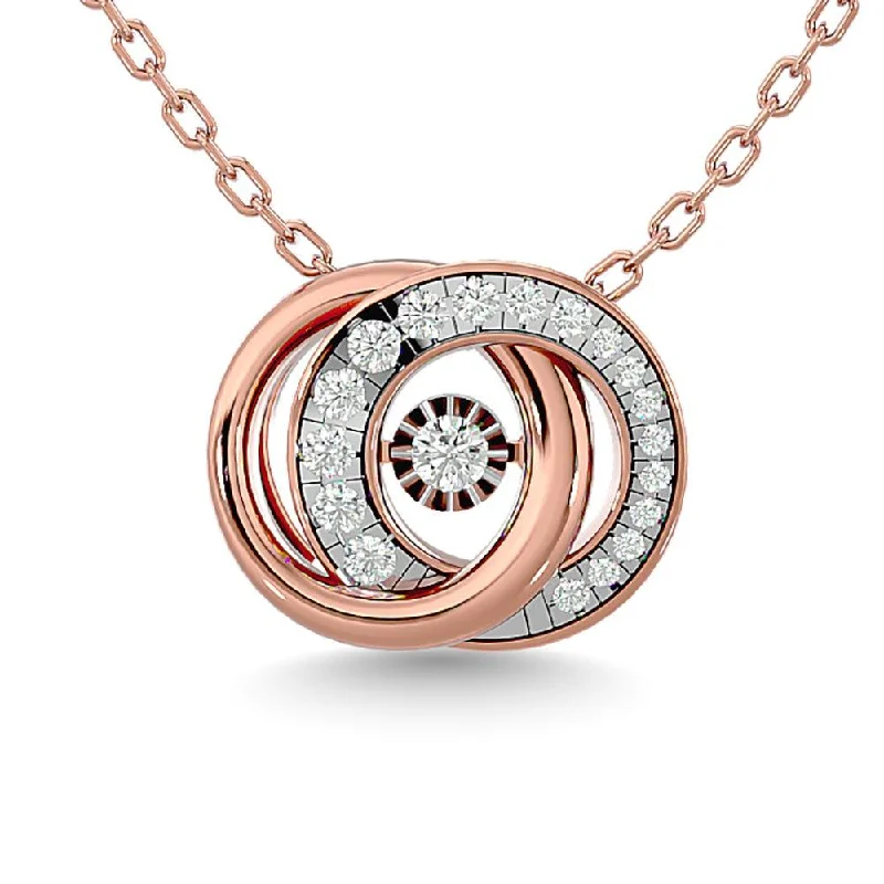 Women’s vintage necklace-Diamond 1/4 Ct.Tw. Interlinked Circle Pendant in 14K Rose Gold