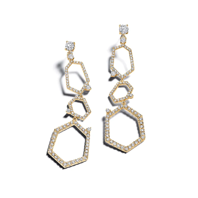 Women’s art deco earrings-Jackson 3-Drop Pavé Diamond Earrings