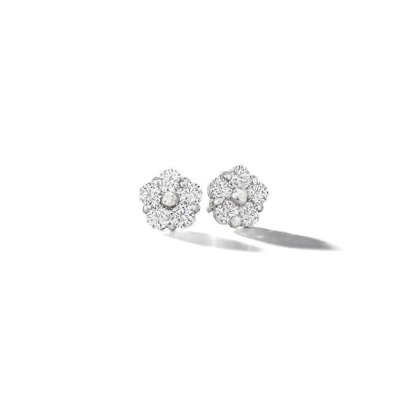 Women’s moonstone earrings-Anzia Flower Diamond Studs - Medium