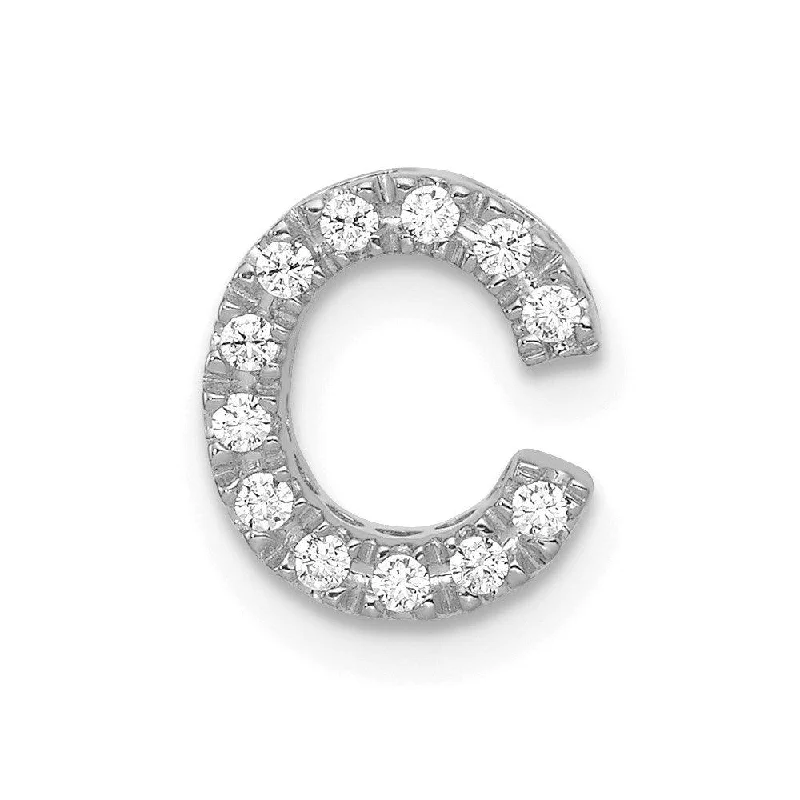 Women’s unique shape engagement ring-14k White Gold Diamond Initial C Charm