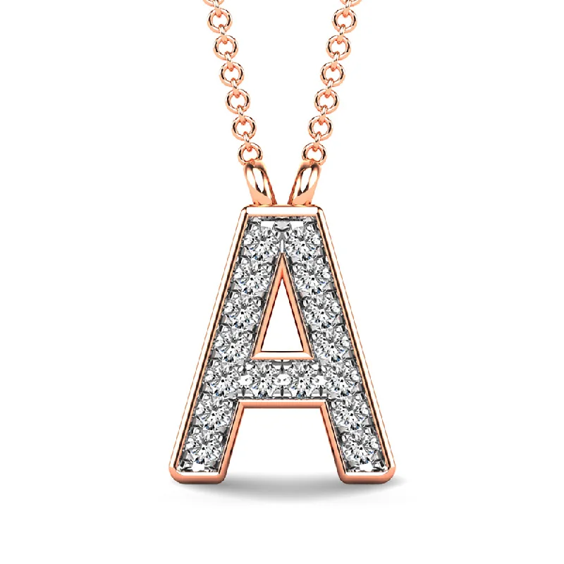 Women’s eternity necklace-Diamond 1/20 Ct.Tw. Letter A Pendant in 10K Rose Gold""