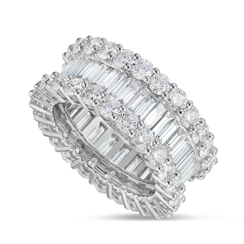 Women’s radiant solitaire engagement ring-18K White Gold 7.45ct Diamond Baguette Eternity Ring