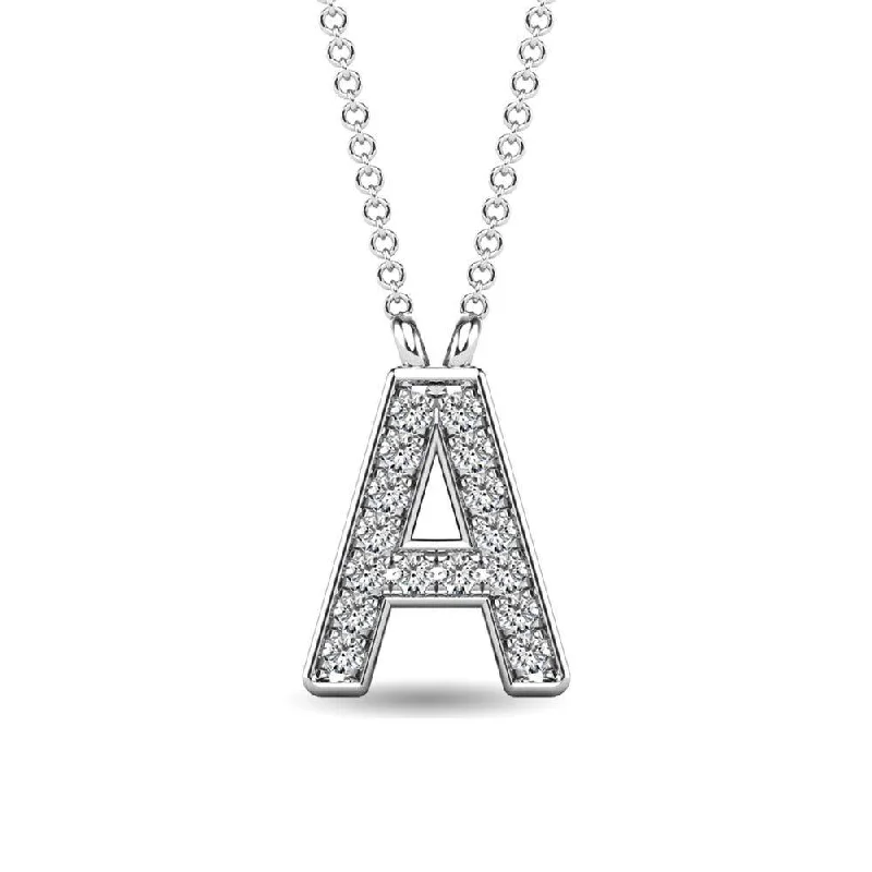 Women’s floral necklace-Diamond 1/20 Ct.Tw. Letter A Pendant in 10K White Gold