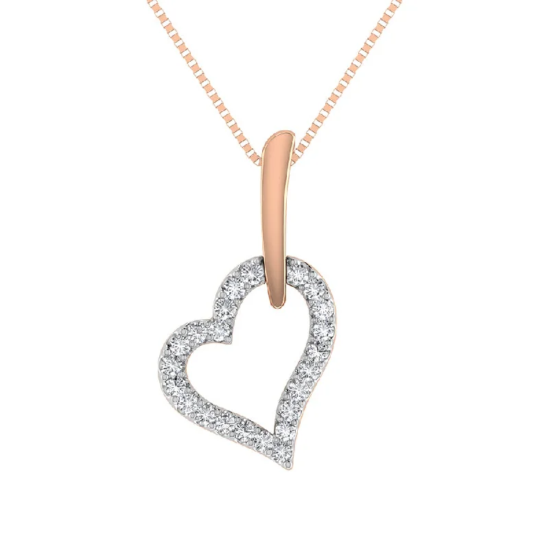 Women’s sparkling necklace-10K Rose Gold 1/10 Ct.Tw. Diamond Heart Pendant