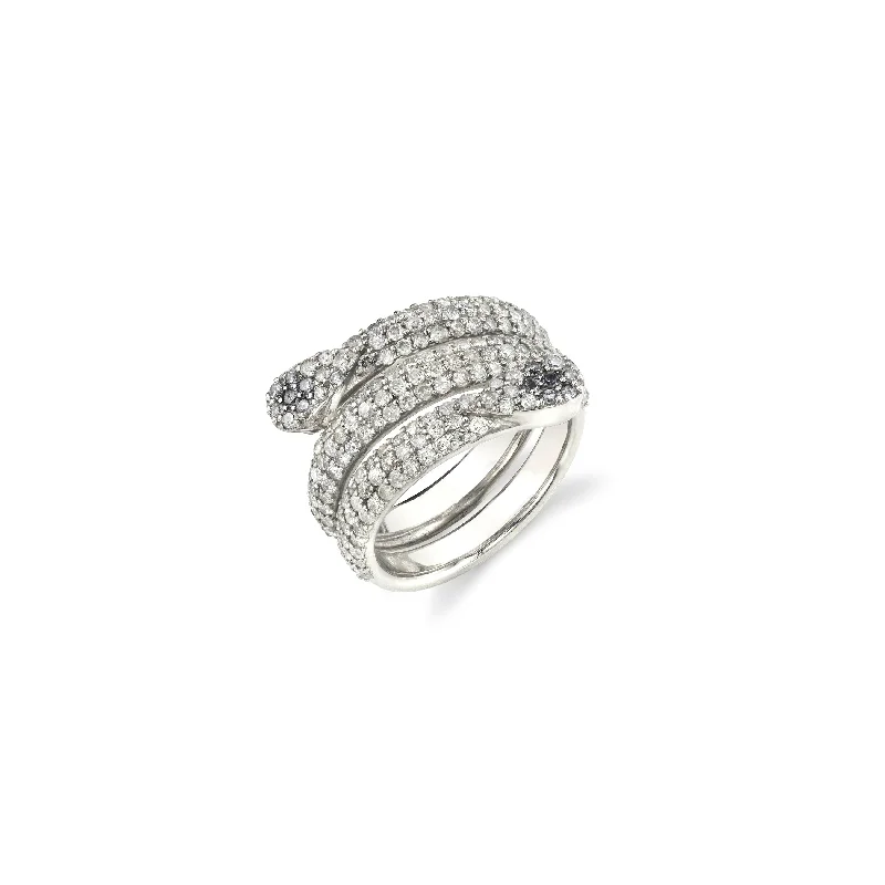 Women’s eternity engagement ring-Diamond Silver Snake Ring  R0111