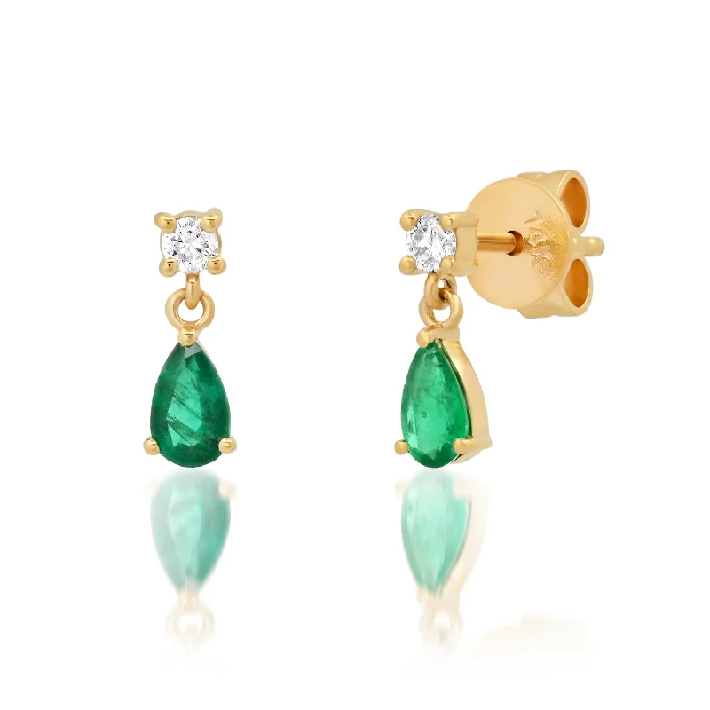 Women’s vintage earrings-Emerald Diamond Drops