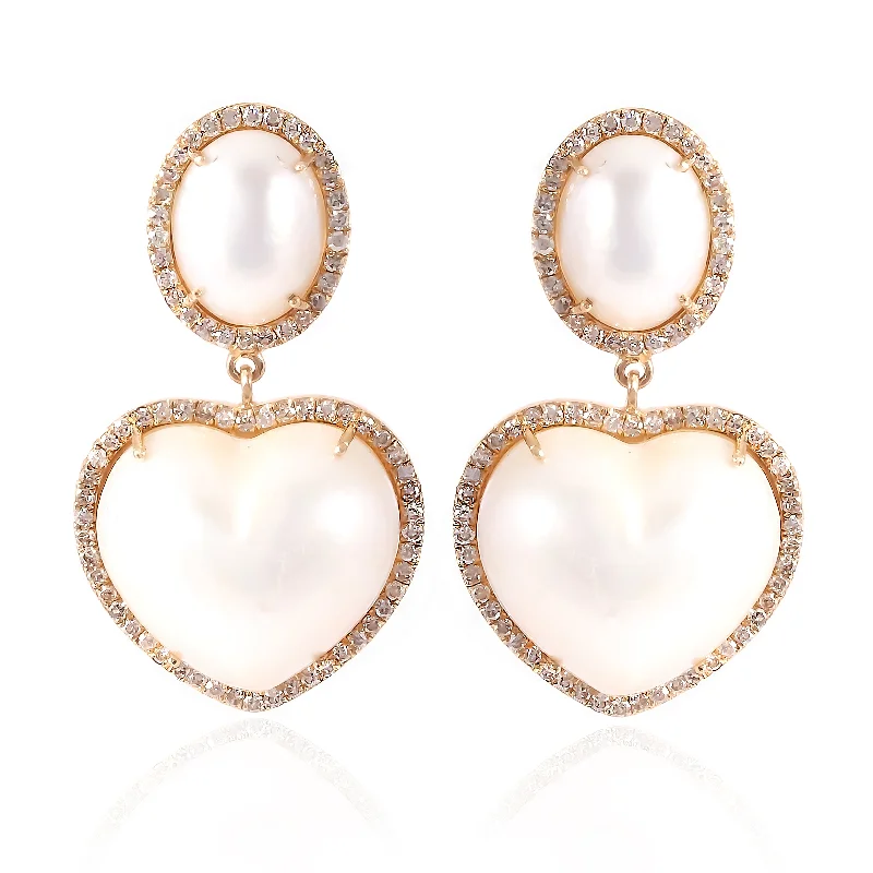 Women’s boho earrings-Pearl Heart Drops