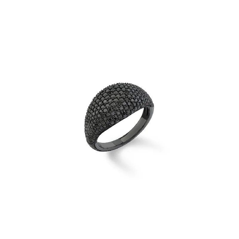 Women’s solitaire engagement ring-Black Diamond Modern Signet Ring RB015