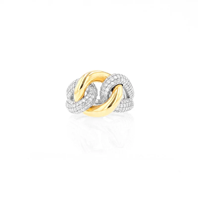 Women’s colored diamond engagement ring-14k Yellow Gold and Silver Diamond Love Knot Ring RM001