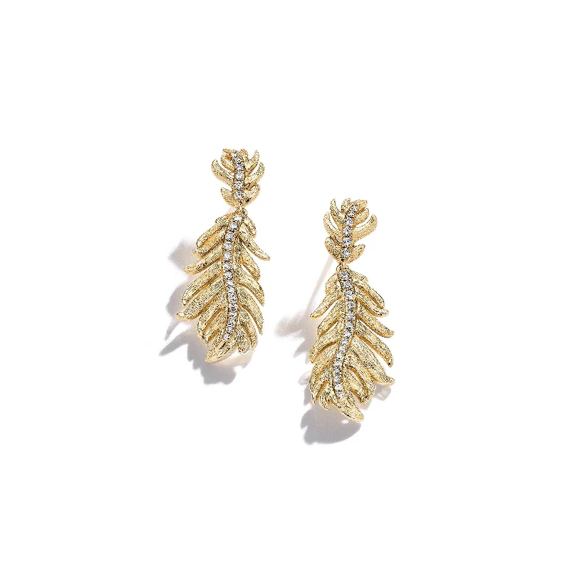 Women’s classic earrings-Phoenix Feather Drop Earrings - Small