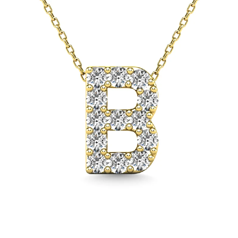 Women’s dainty necklace-Diamond 1/8 Ct.Tw. Letter B Pendant in 14K Yellow Gold""