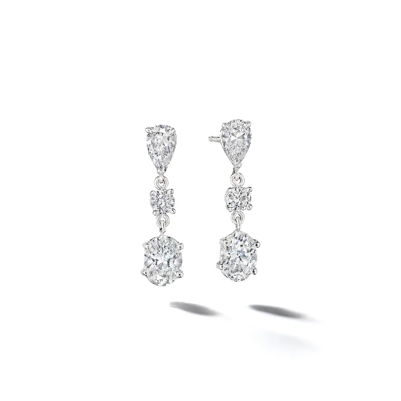 Women’s chic earrings-Mixed-Shape 3-Drop Diamond Earrings