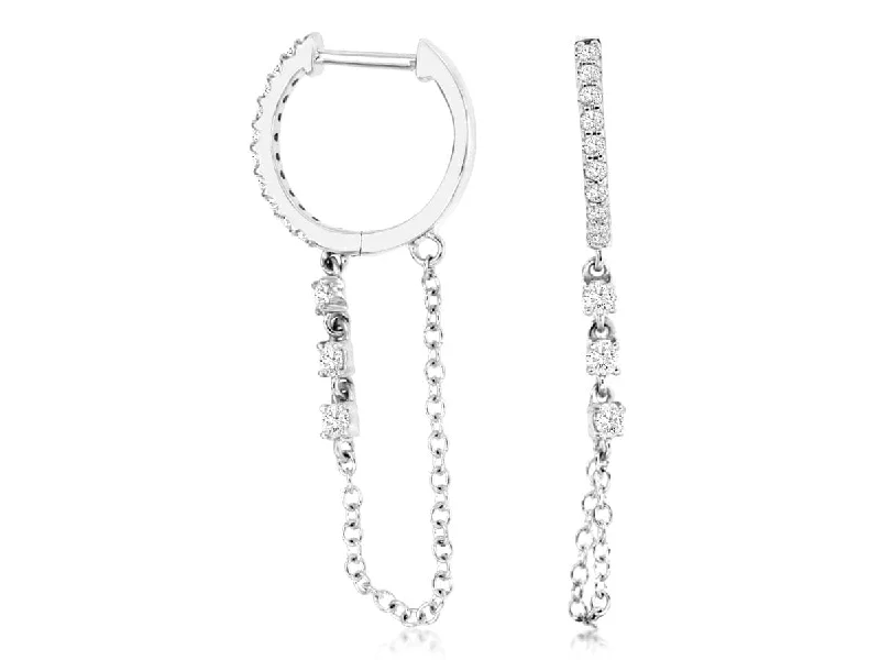 Women’s heart earrings-14K White Gold Diamond Fashion Earrings