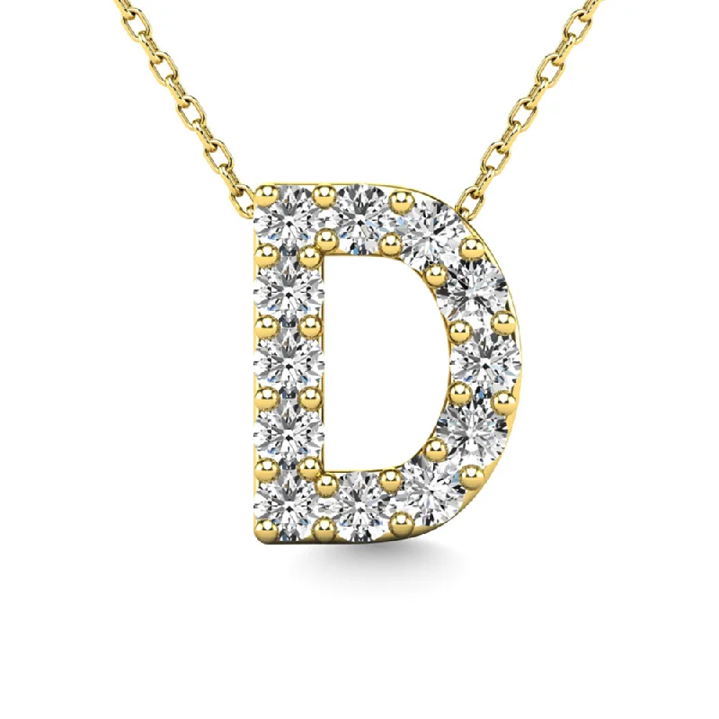 Women’s engraved necklace-Diamond 1/8 Ct.Tw. Letter D Pendant in 14K Yellow Gold""