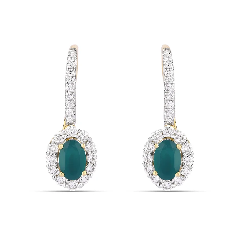 Women’s chic drop earrings-Green Emerald Diamond Earrings