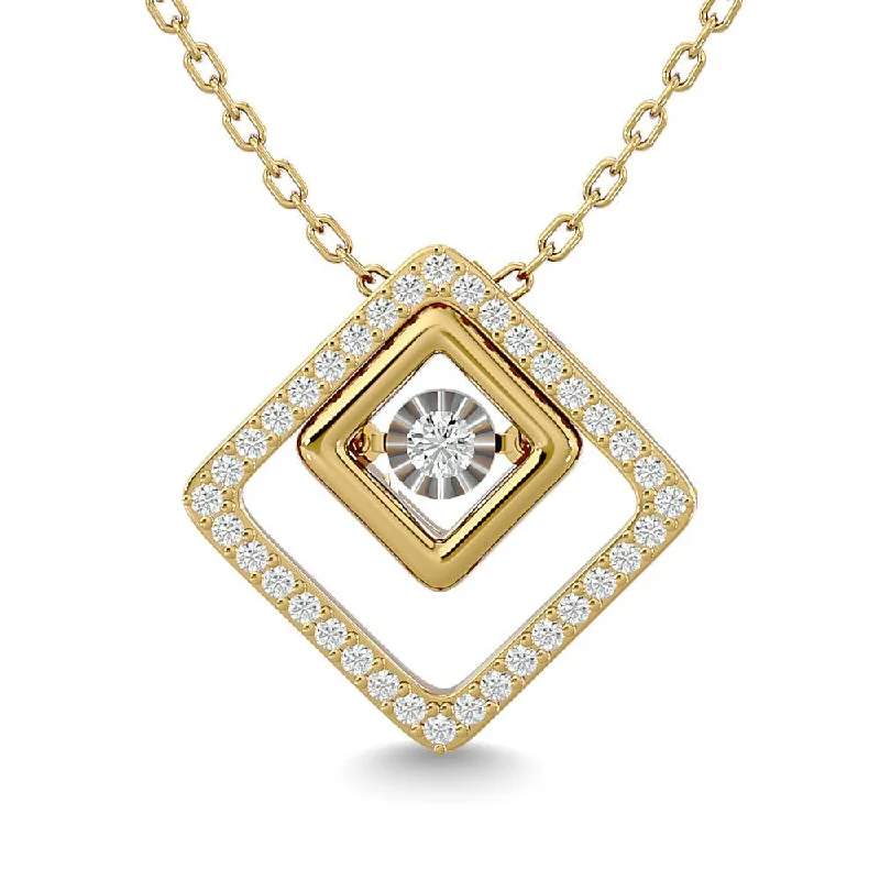 Women’s eternity necklace-Diamond 1/4 Ct.Tw. Square Shape Pendant in 14K Yellow Gold